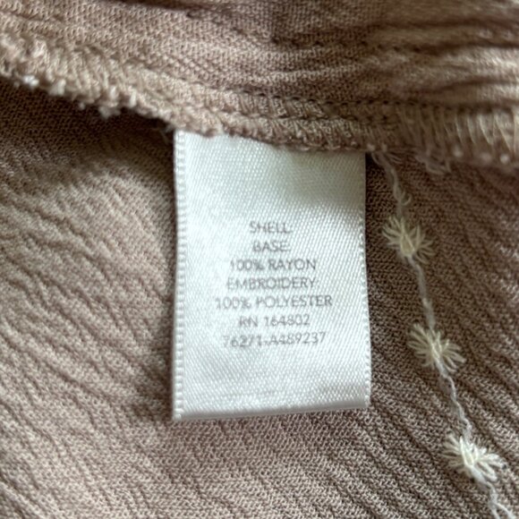 Indigo Thread Co Women's Beige Cropped Top Sz XL Embroidered Boho Flutter Sleeve - Picture 6 of 6